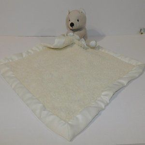 Cozychic Barefoot Dreams Gray Tan Cream plush  Bear Baby Security Blanket Lovey